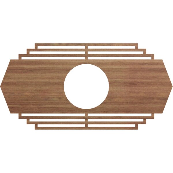 Ekena Millwork Chrysler Wood Fretwork Pierced Ceiling Medallion, Walnut, 36"W x 18"H x 9 1/2"ID x 3/8"T CMWP36X18X0375CSWA - main